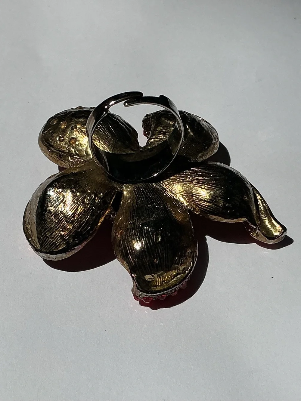 Red Crystal Flower Ring, statement piece.